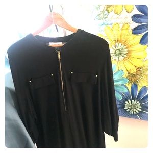 Stretchy black and gold accent Calvin Klein blouse